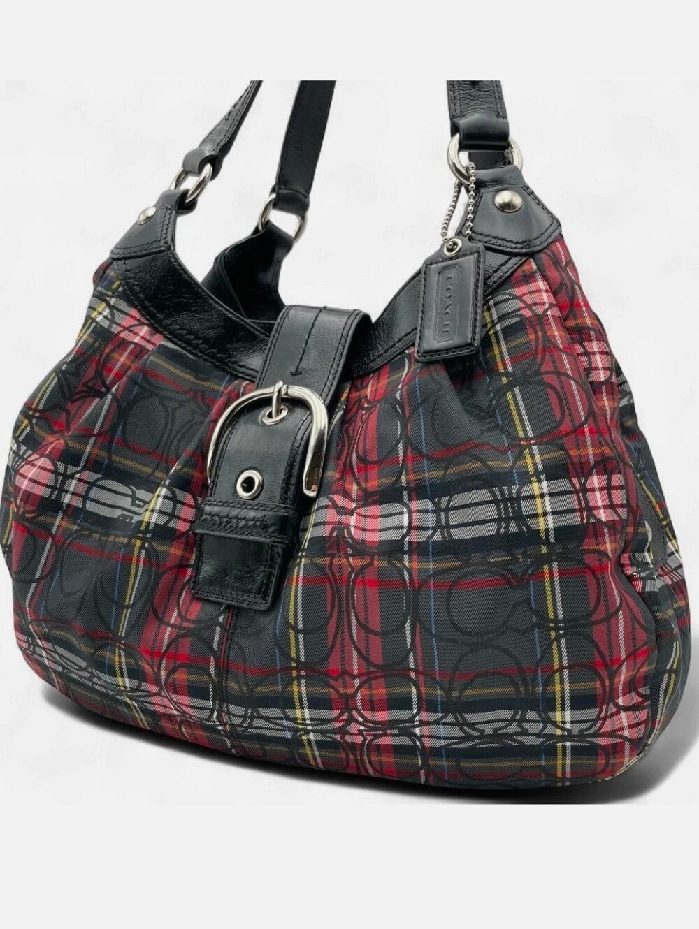 Coach Soho Black & Red Plaid Bag